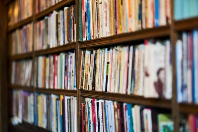 bookcase with books 